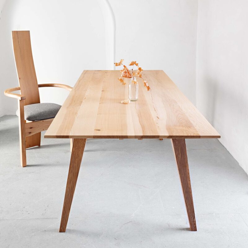 Ash dining table designed and made in Cumbria using locally and sustainably harvested timber