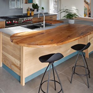 Wooden Kitchen Island with breakfast bar designed and made by HOUT