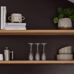 Wooden kitchen feature shelving by HOUT Design