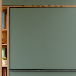 Bespoke Kitchen pocket-door appliance cupboard in handmade wooden Kitchen by HOUT