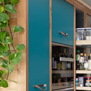 Bespoke Kitchen pull-out larder in handmade wooden kitchen by HOUT