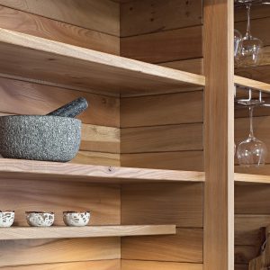 Natural Elm wooden cladding in Lake District English hardwood Kitchen by HOUT