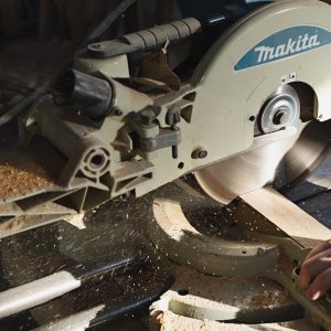 circular saw cutting Ash in our workshop