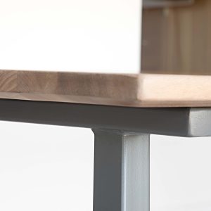 Handmade Painted steel table legs compliment this Elm hardwood table by HOUT